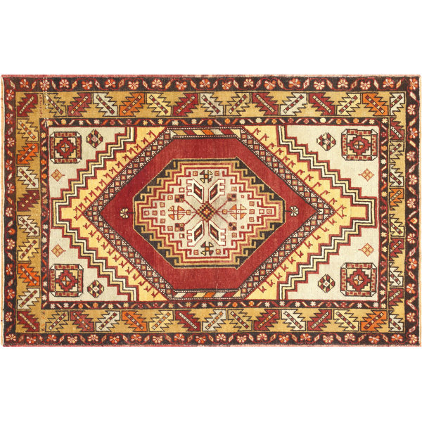 Nalbandian OneofaKind 3'9" X 5'9" 1960s Area Rug in Red/Yellow/Dark